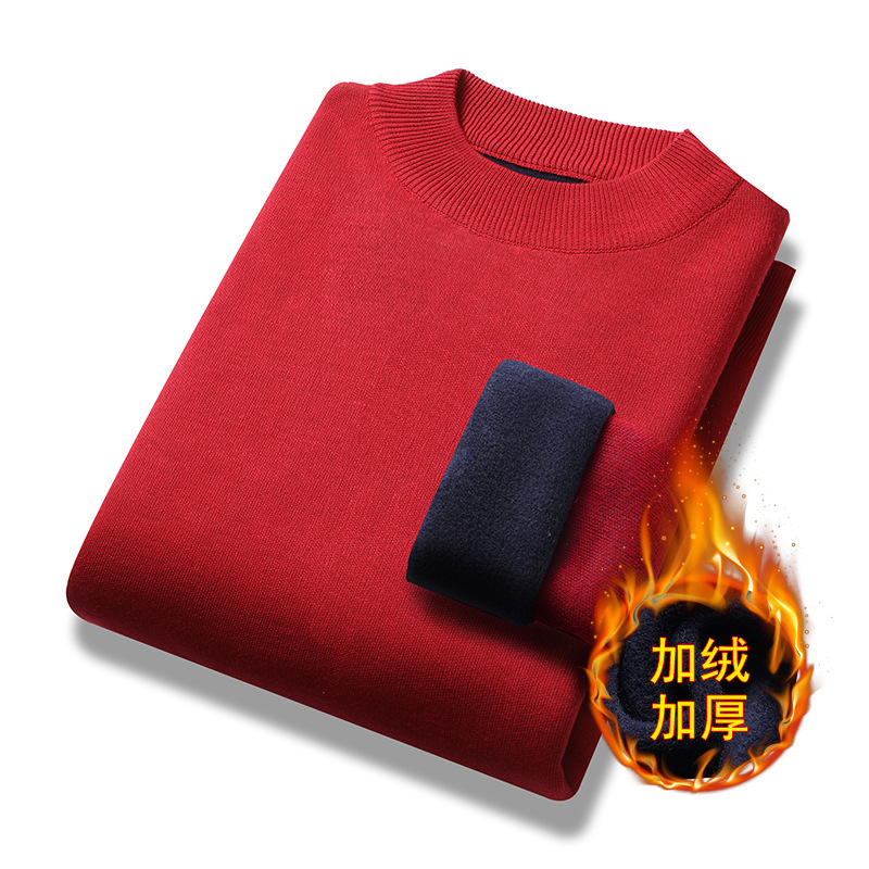 High-neck sweater for men, black, thickened and fleece knitted sweater for autumn and winter, Korean-style trendy men's innerwear base layer Application Scenario