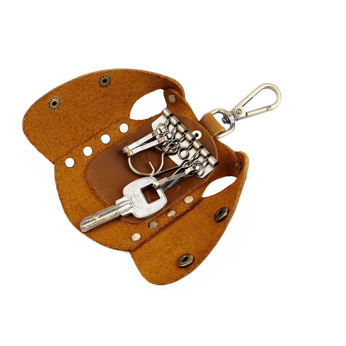 Leather Key Case Pure Handmade First Layer Cowhide Key Case Manufacturers Own Can Be Personalized Hand details Picture