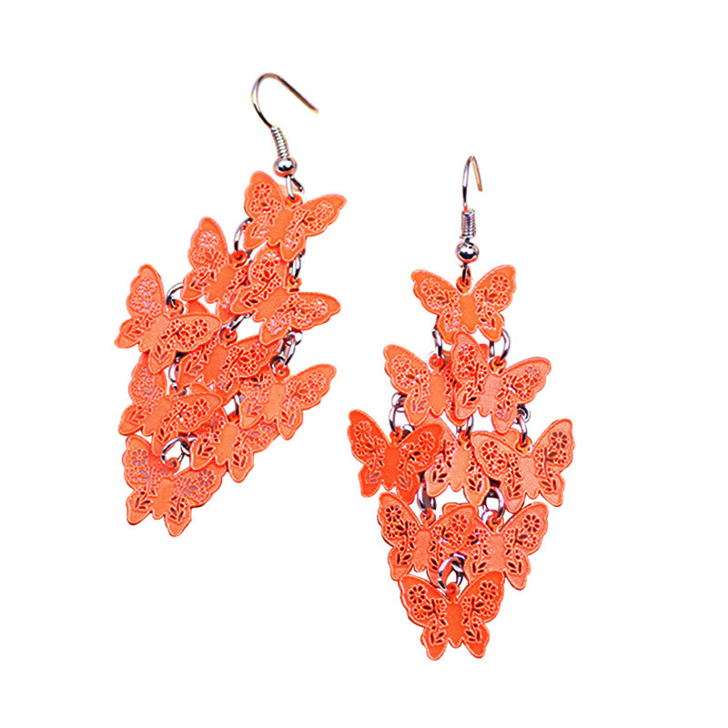 Small-batch wholesale best-selling fashionable and elegant butterfly earrings, earrings, colorful small nine-piece earrings, copper accessories and ornaments Item Picture