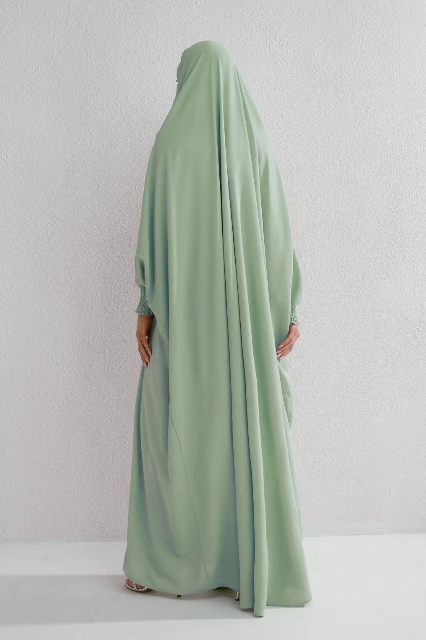 Zd029 Cross-Border Amazon Explosion In The Middle East Muslim Women's Pure Color With Turban Robe Specification drawing