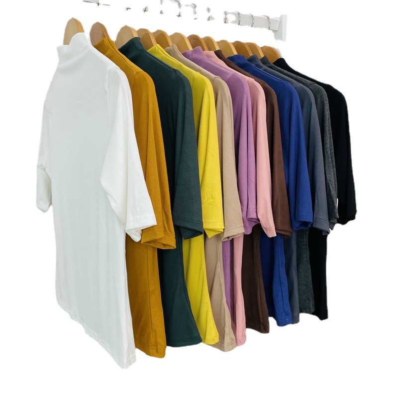 Modal mid-sleeved women's base layer, semi-high neck five-quarter sleeve T-shirt, 2022 early spring slimming and stylish top for women to wear as an inner layer Item Picture