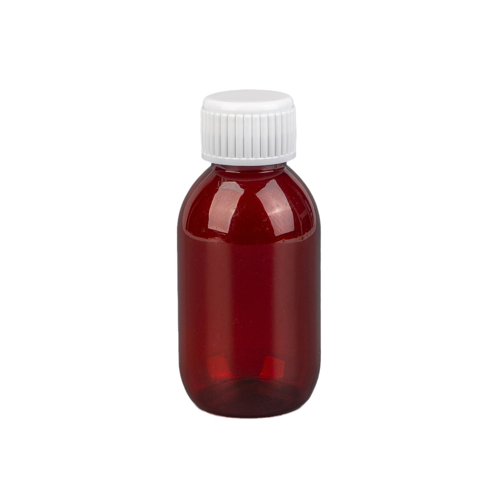 100ML PET oral liquid brown/transparent plastic polyester bottle with anti-theft cap and measuring cup, light-proof liquid medicine bottle Item Picture