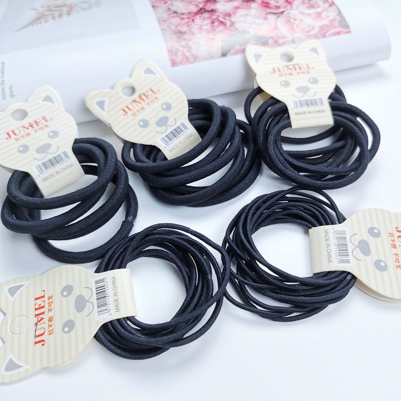 Wholesale of Korean black high-elasticity hair bands, hair bands, basic adult hair ties, ponytail hair ties and hair accessories Specification image