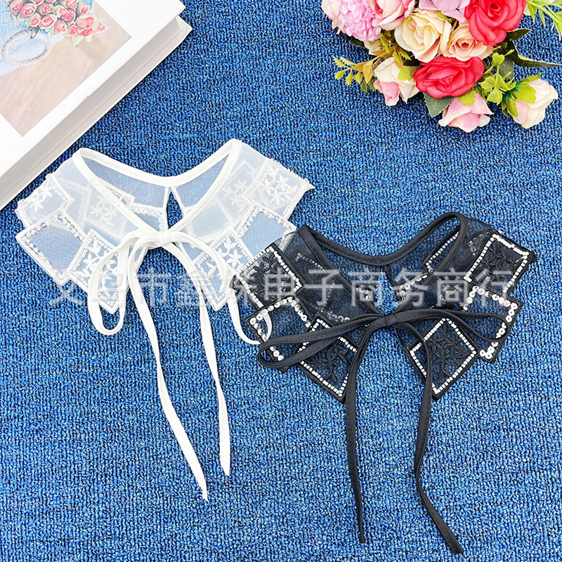 Transparent sequined embroidered women's clothing versatile collar clothing accessories
