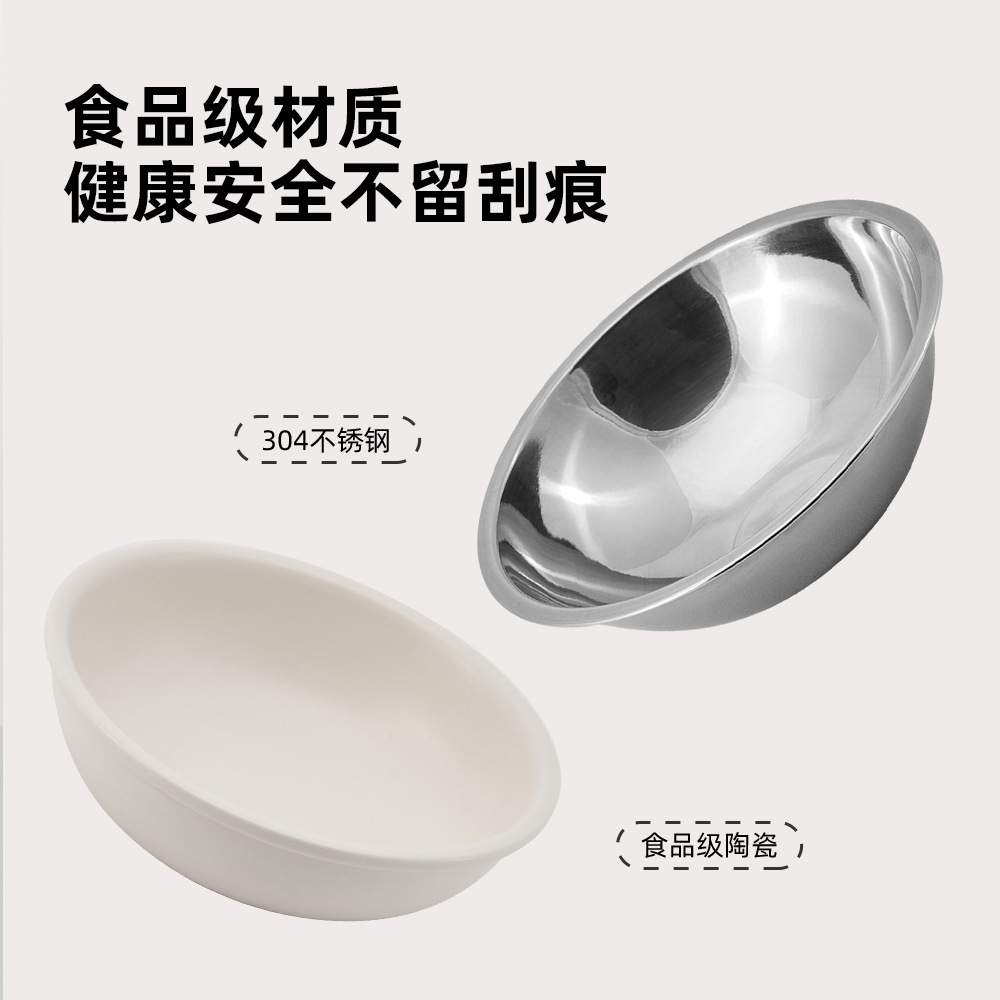 Stainless steel cat food bowl production rack for cats, ceramic dog food bowl, anti-tipping rice bowl, pet food utensils Specification image