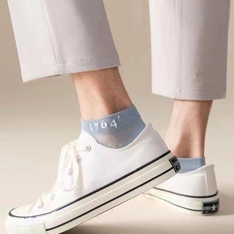 Men's summer solid-color mesh socks, sweat-absorbing and breathable thin cotton socks, men's ice silk short socks, low-top boat socks Specification image