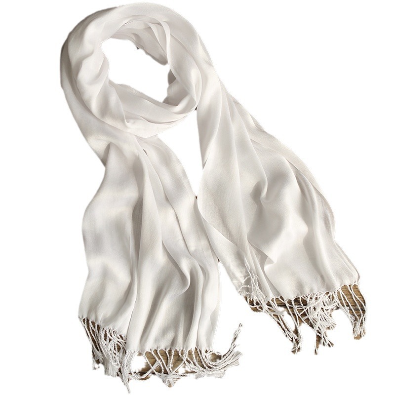 Tie Dye White Cotton And Linen Scarf Children's Hand-Dyed Cotton Fringe Long Scarf Printed Polyester Shawl Travel Gift Item Picture