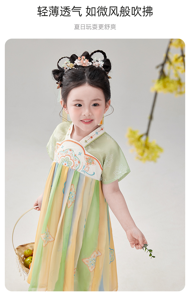 المد -الـ 6 HanFu الفتيات صينية أو التطريز فساتين الصيفية للأطفال، الجديد ماريو تنورة Ru وقمصان 8 الطفل أستثمر Tang Zhuang pic 4