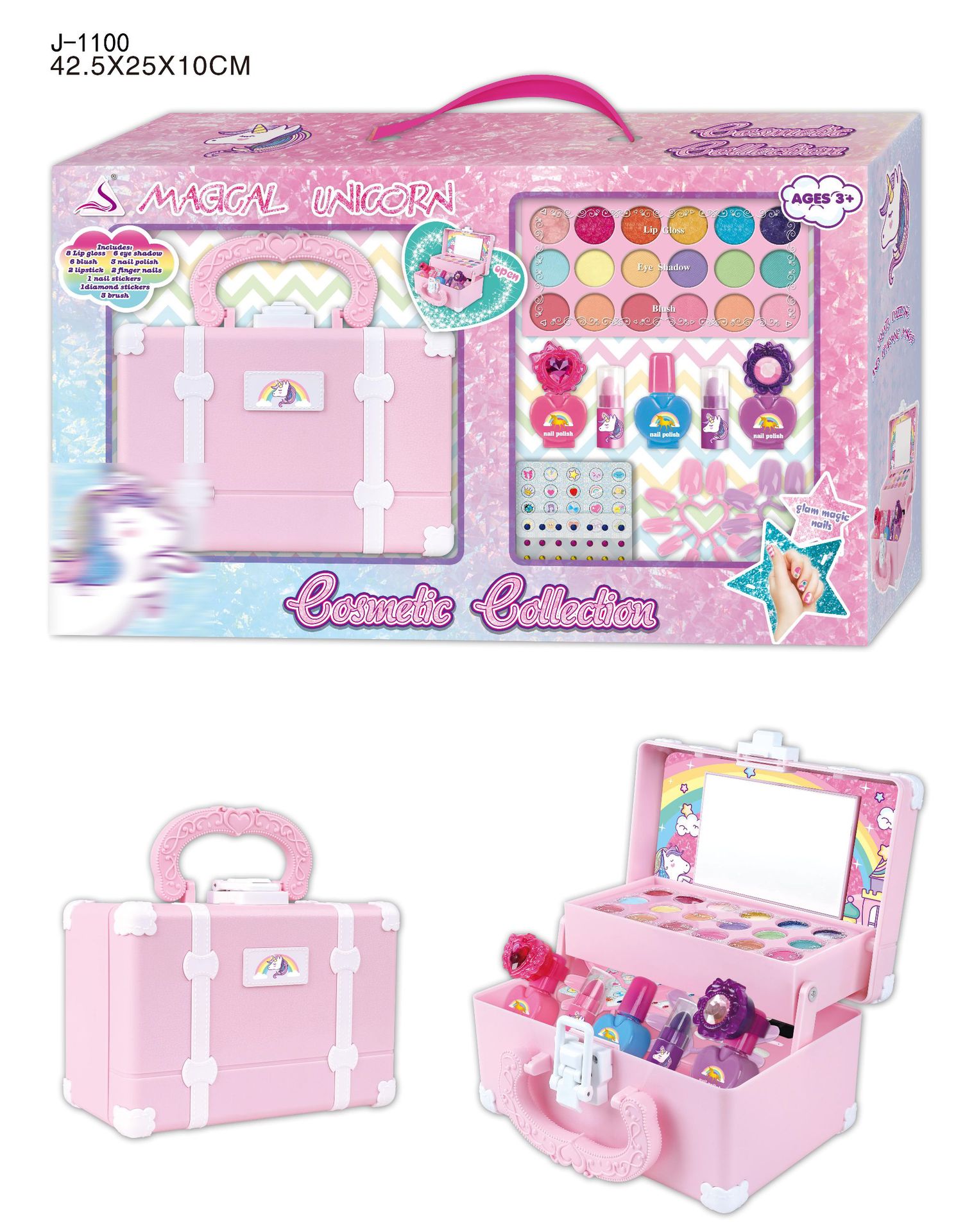Cross-Border Jayani Children's Performance Cosmetics Girls Makeup Eyeshadow Set Play House Toys Suitcase Application Scenario