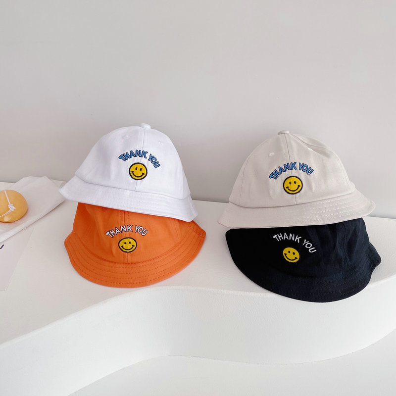 Hipster kid Alphabet Smiley Face Fisherman's hat spring and summer new children's dome hat denim men's and women's baby sun visor