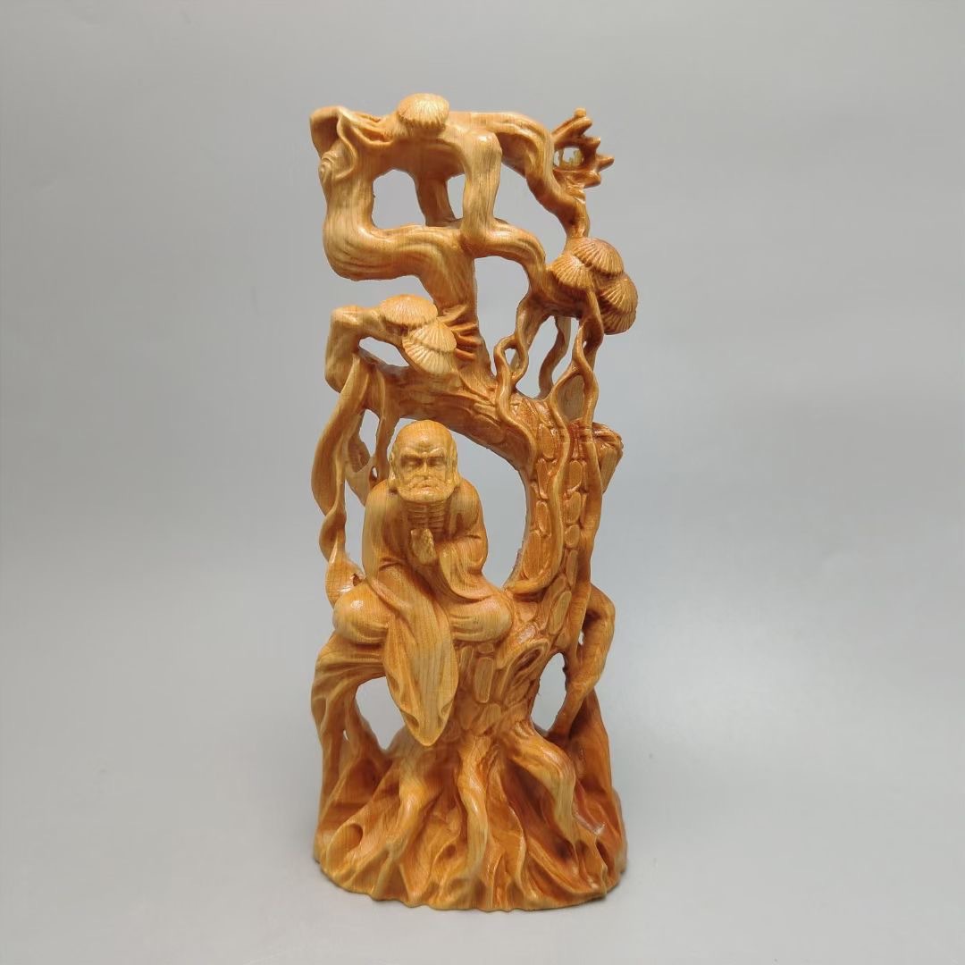 Cliff Bodhidharma Decoration Root Carving With Shape Living Room Wood Carving Arts And Crafts Play Wooden Dharma Application Scenario