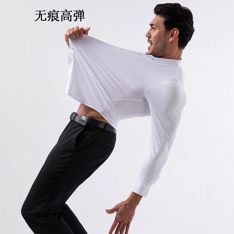 【无痕高弹】跨境四面弹力衬衫男免烫抗皱男士衬衣欧码男装外贸爆详情图2