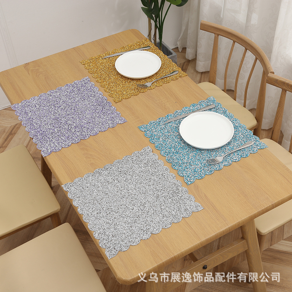 Manufacturers Direct Cross-Border New Solid Color European And American Diamond Table Mat Restaurant Creative Style Table Mat Wedding Insulation Mat details Picture