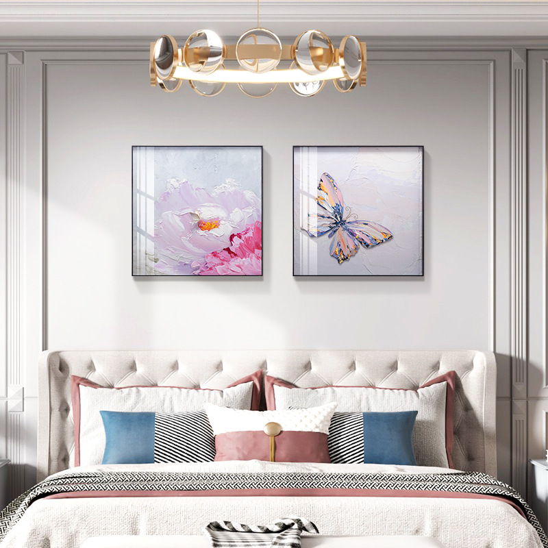 Fu Diao Home Decoration Living Room Decoration Painting Modern Simple Sofa Background Wall Decoration Mural Triptych Painting Hand-Painted Texture Painting details Picture