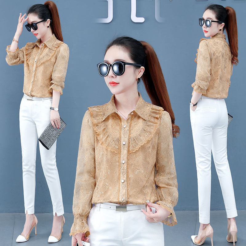 Long-sleeved shirt women's 2023 new stylish and youthful top, early spring style, petite and beautiful, unique base layer Application Scenario