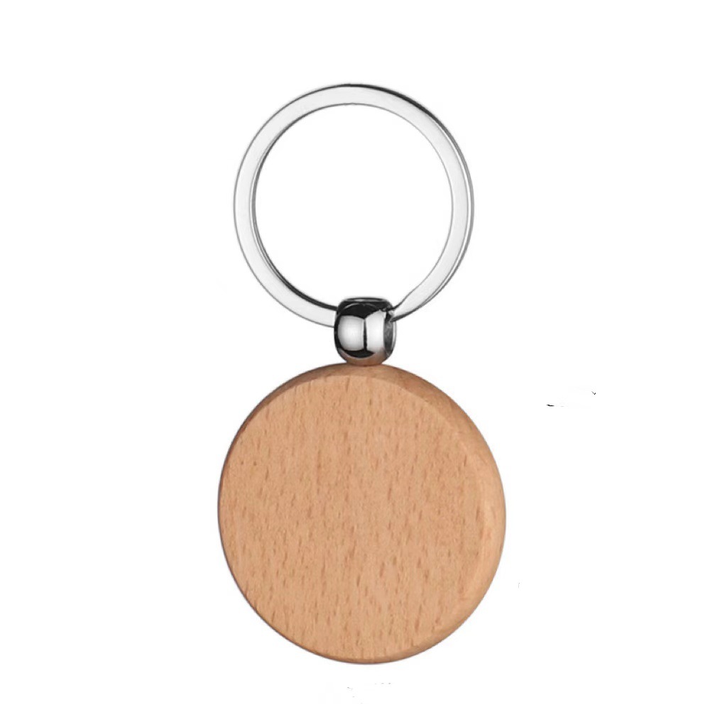 DIY blank wooden keychain gift with marking and engraving, solid wood laser-engraved LOGO creative keychain pendant Item Picture