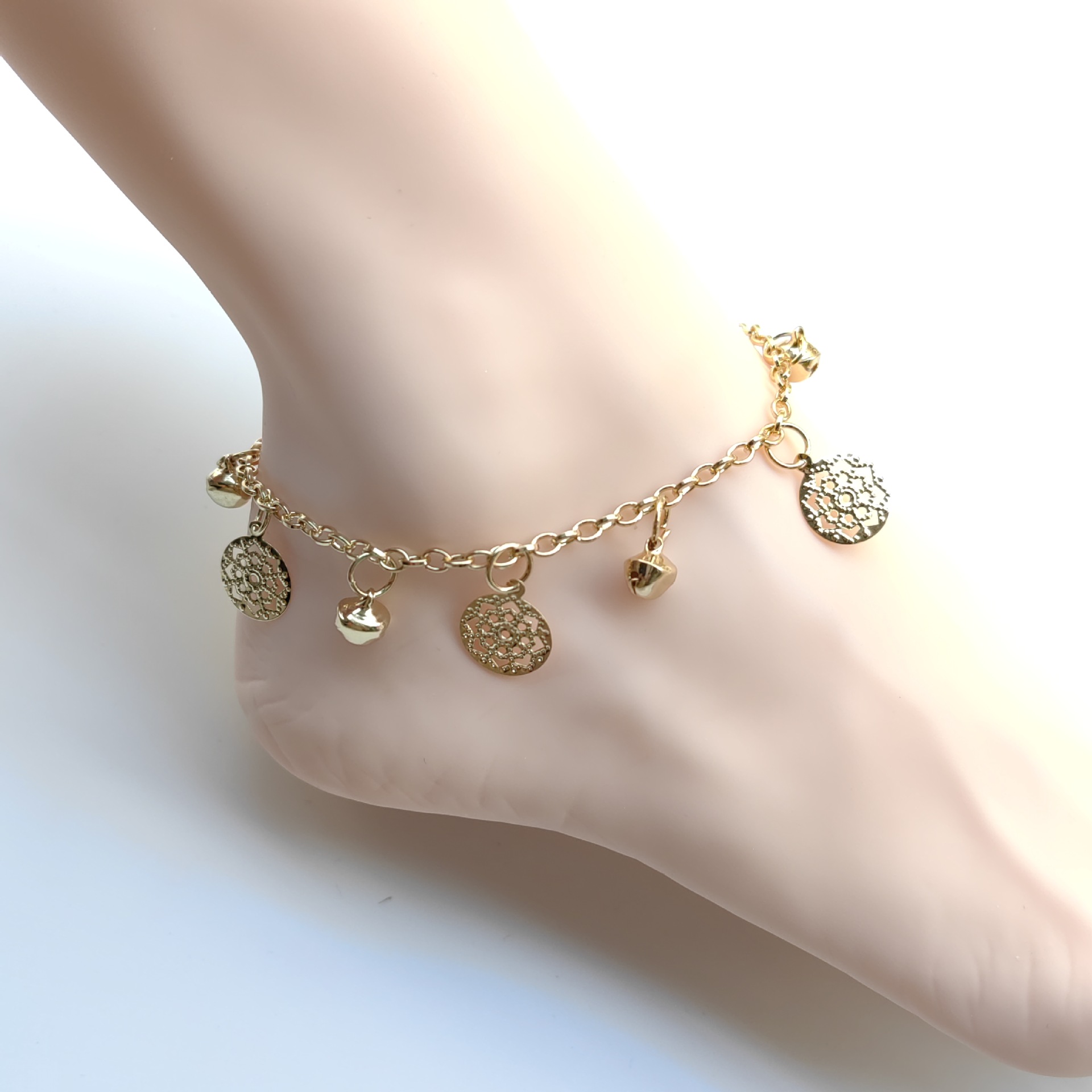 亚马逊跨境热卖脚链水钻圆环满钻圆圈女腿环饰品沙滩配饰首饰批发