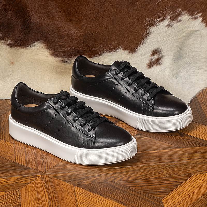 Men's Shoes Leather Trend Match Men's British Sports Casual Leather Shoes Daddy Board Shoes Increase Thick Soled Small White Shoes Application Scenario