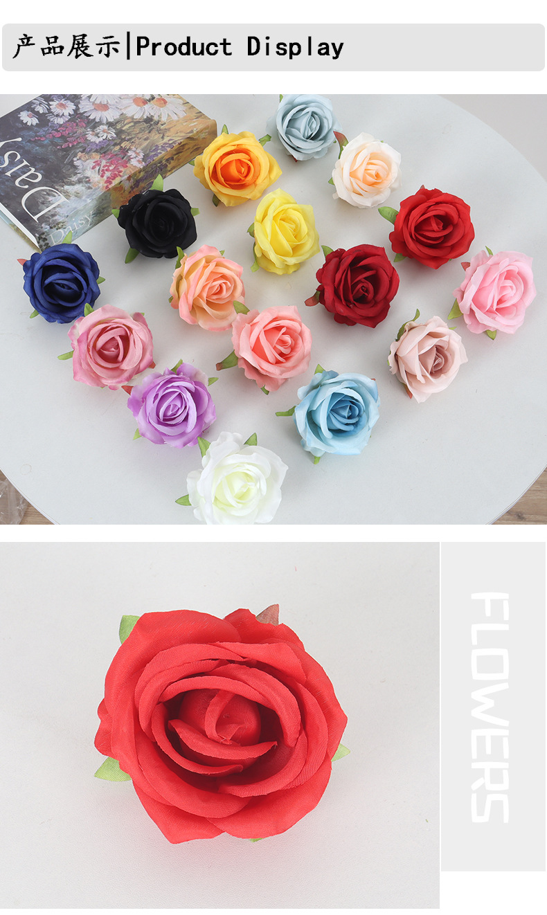 小巴黎仿真玫瑰花头婚车DIY蛋糕饰品玫瑰花墙装饰花朵假花批发详情5