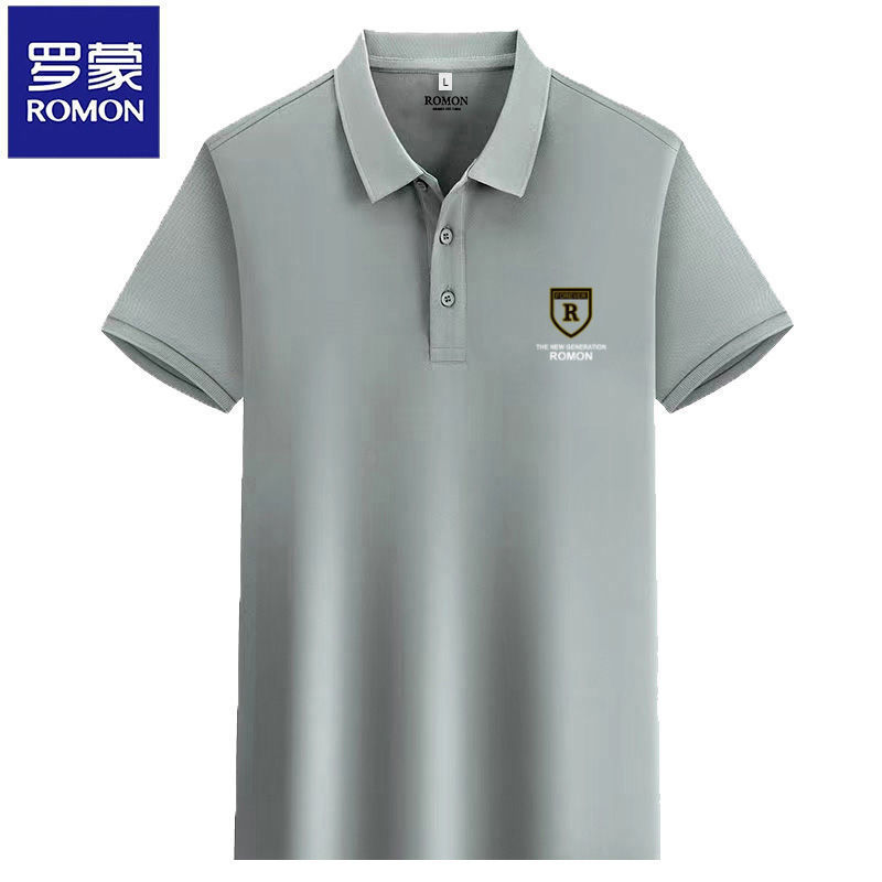 罗蒙翻领POLO衫短袖T恤男装2025夏季新款中青年大码潮流修身上衣