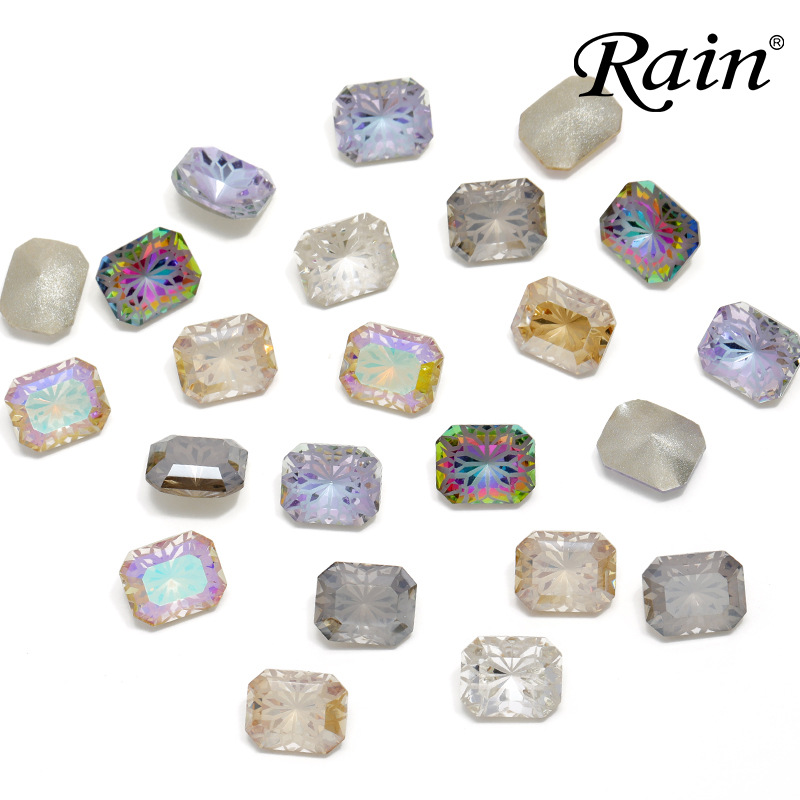 The manufacturer's new direct supply simple glass diamond lotus pointed bottom glass irregular multi-color diy jewelry accessories