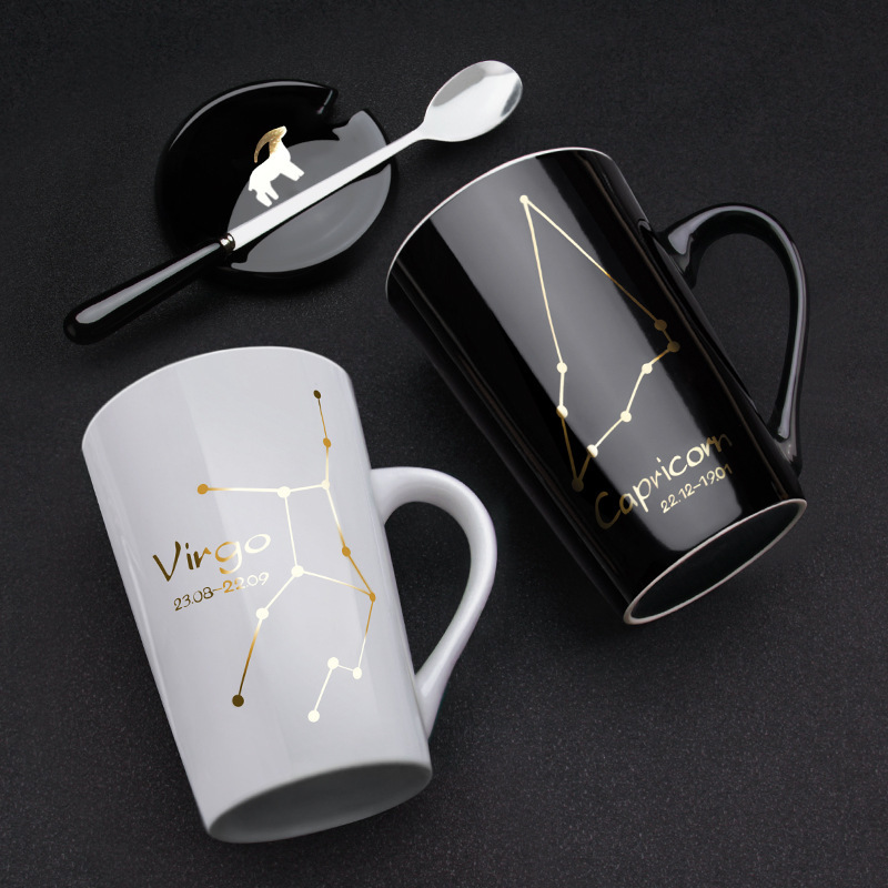 Wholesale and customization of ceramic cups with LIDS, logo mugs, coffee cups and water cups for the twelve zodiac signs, as gifts for enterprises Application Scenario