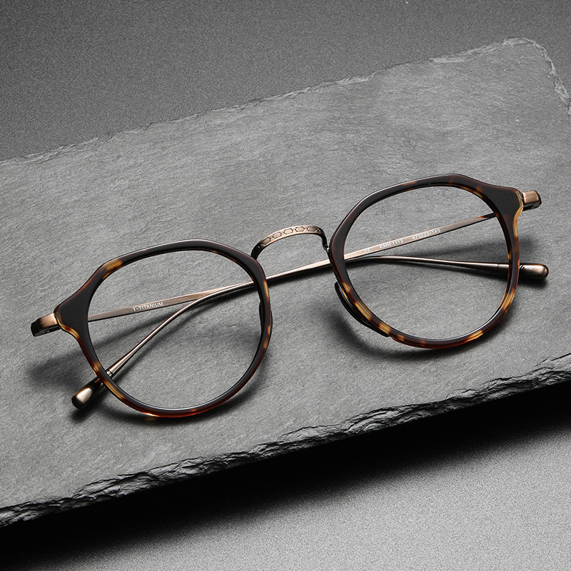钛架眼镜框 万年龟同款1113小红书透明配近视不规则复古 纯钛眼镜图