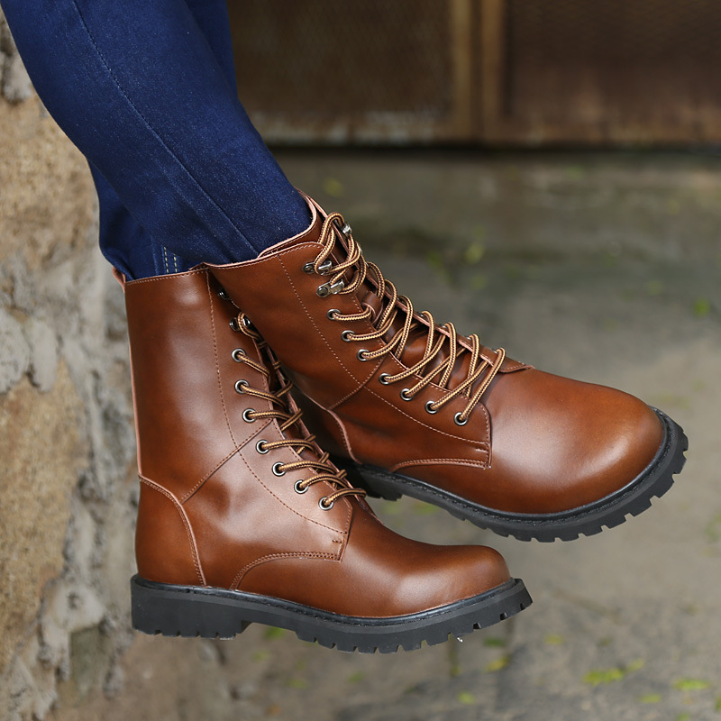 2023 New Autumn And Winter Men's Martin Shoes High Top Thick Sole Trend Men's Casual Outdoor Men's Boots Lace-Up Martin Boots details Picture