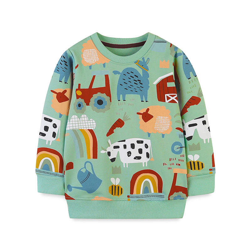 Cross-border supply autumn new children's hoodies: small children's round-neck pullover long-sleeved base coat for boys Item Picture