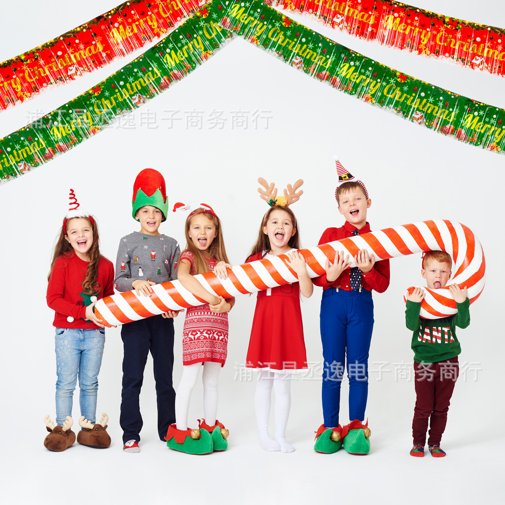 跨境新款圣诞节Merry Christmas置顶流苏圣诞派对气氛装饰布置