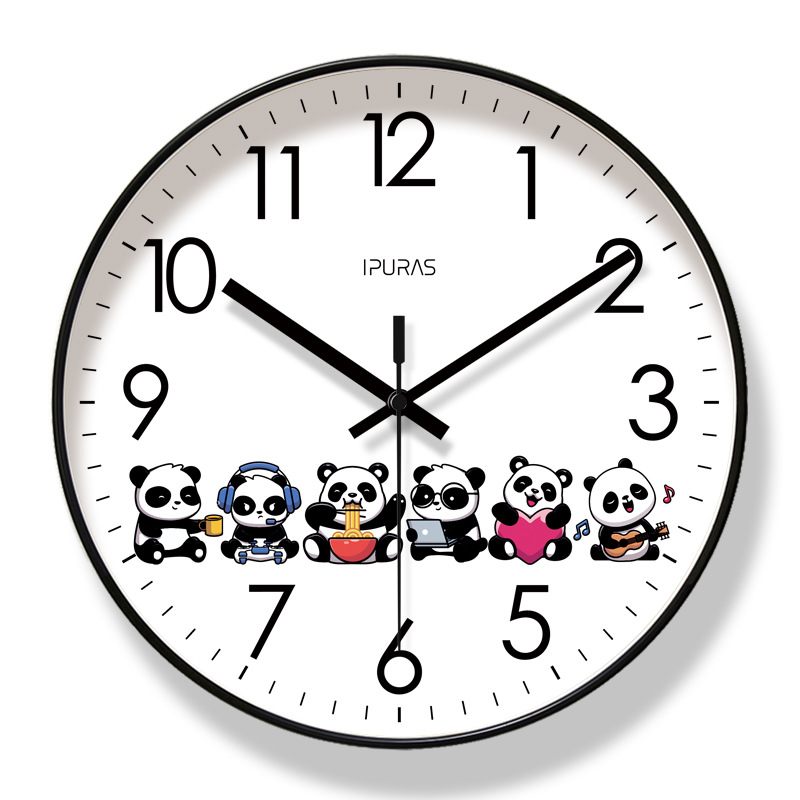 6702 Panda Wall clock Pet Animal clock Home living Room clock Wall watch Silent sweep second quartz clock