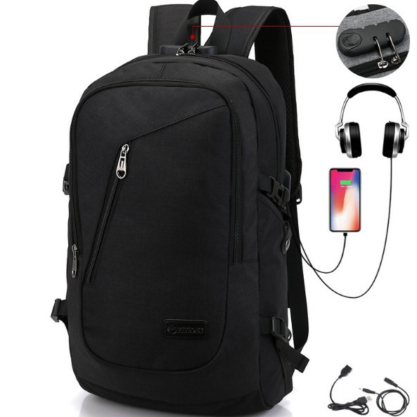Mochila de estudiante usb recargable mochila de escuela adolescente computadora mochila antirrobo viajes al aire libre hombres y mujeres moda al por mayor Item Picture