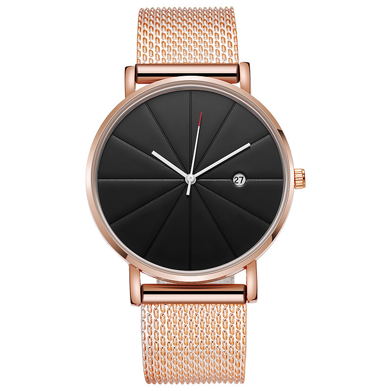 Fashion Temperament Rice Word Line Calendar Rubber Mesh Belt Watch Men's Simple Radium Ray Quartz Wrist Performance Goods Wholesale