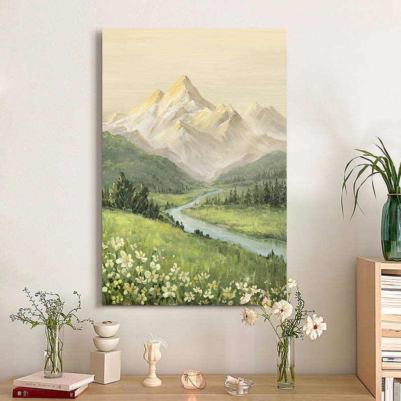 欧式小清新玄关画高级感过道画风景客厅装饰画山水画法式餐厅挂画