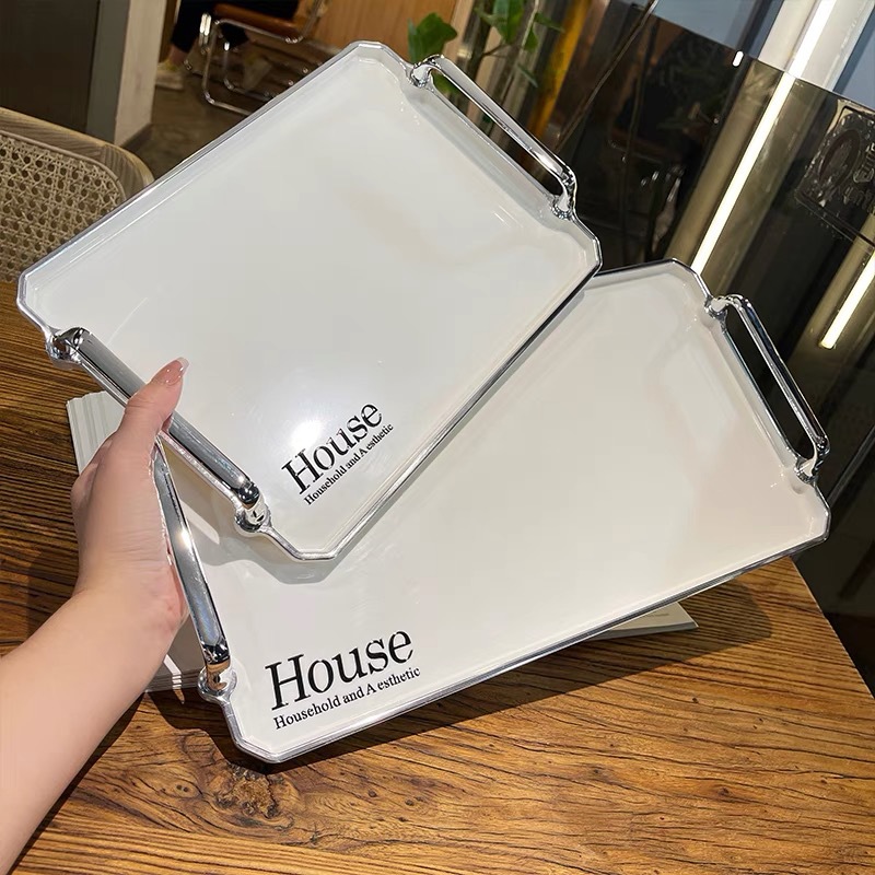 Rectangular Circular Plastic Commercial Display Plate Cooked Food Plate White Tray Tea Cup Living Room Cross-Border Foreign Trade Application Scenario