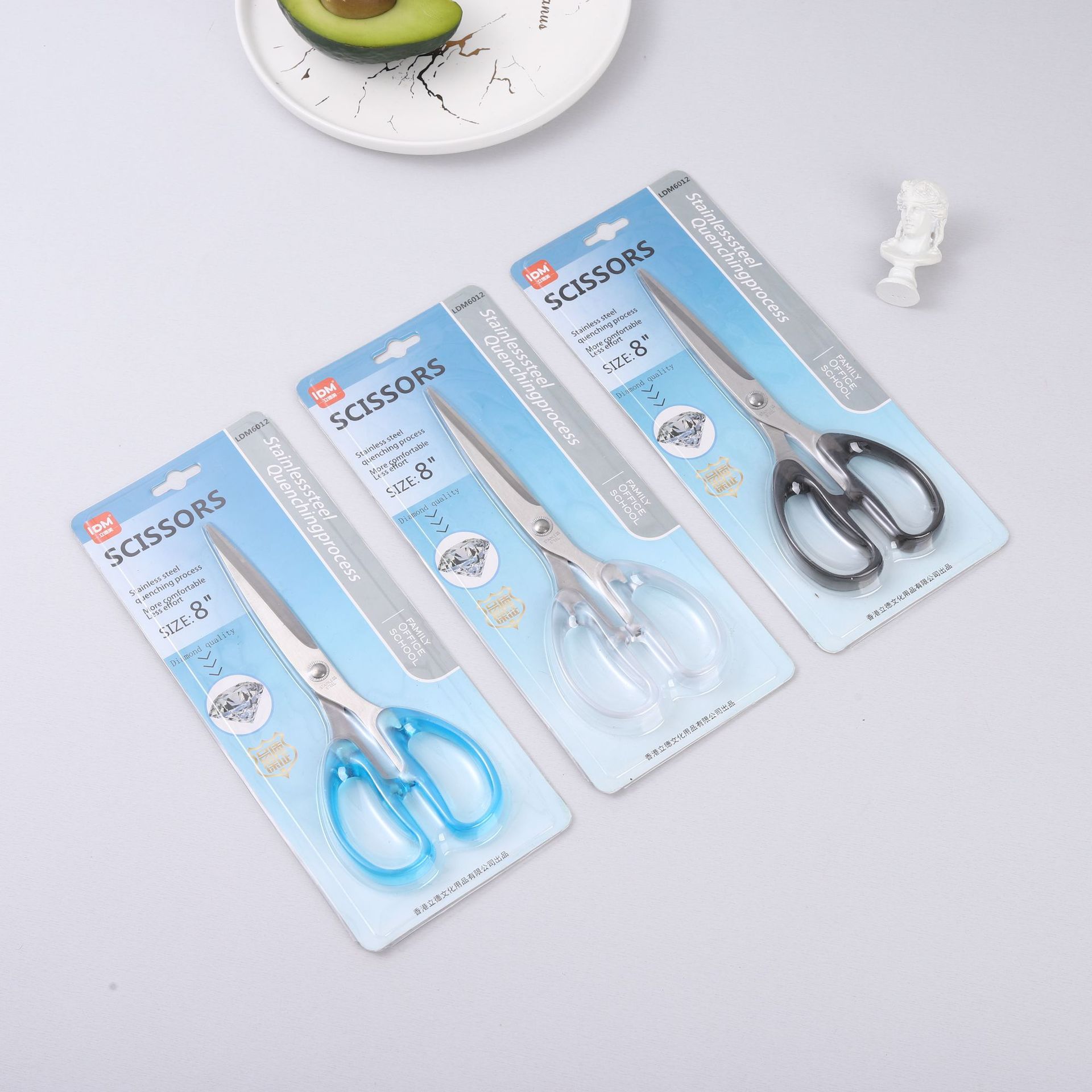 ins Print-free office clear frosted handle scissors Simple household hand cutting student diy stationery clippers details Picture