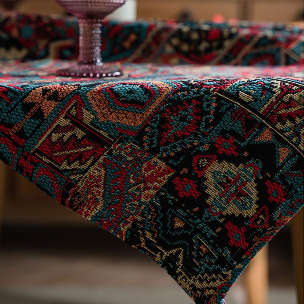 Imanqi rhyme American tablecloth Color jacquard table cloth double sided pattern thick tablecloth geometric Bohemian style Application Scenario