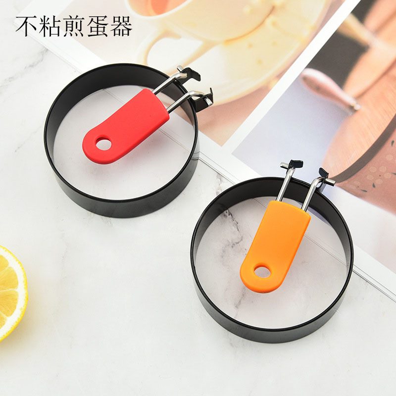 430 stainless steel round egg griddle, silicone sleeve handle, egg ring, egg griddle model, pancake mold, egg ring Specification image