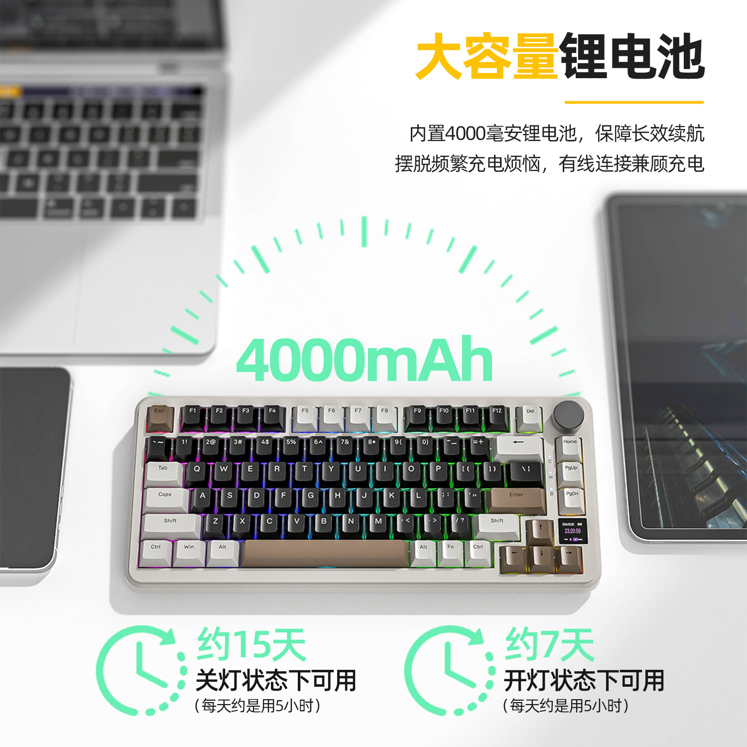 لوحة مفاتيح ميكانيكية مزخرفة بالحرارة من طراز RGB RGB ذات اللون اللاذع لاسلكية لأسماك القرش X85Pro Specification image