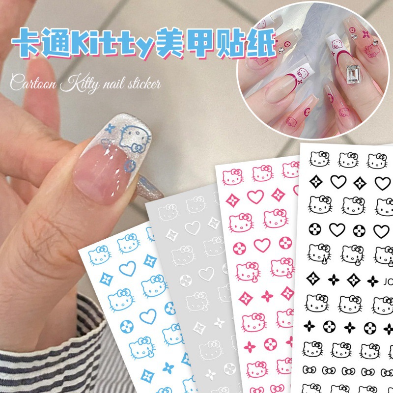 hello kitty Nail Sticker Instagram Wearing Nail Nail Cute Hello Kitty Cat Nail sticker cartoon DIY wearing nail nail