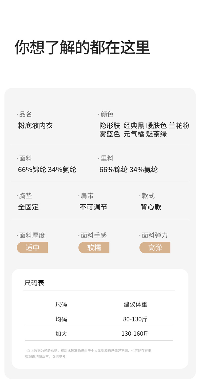 粉底液无痕隐形内衣女固定杯无钢圈大胸显小聚拢美背文胸白T不透详情15