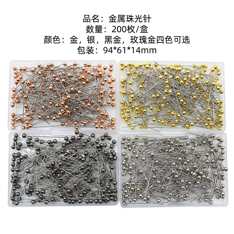 Nuevo 14mm cuatro colores metal pin 38mm acero inoxidable bola cabeza perolado pin amazon 200pcs flat box wholesale