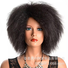 非洲毛毛虫假发 男女通用黑色棕色酒红短发化纤发爆炸头Afro Wigs