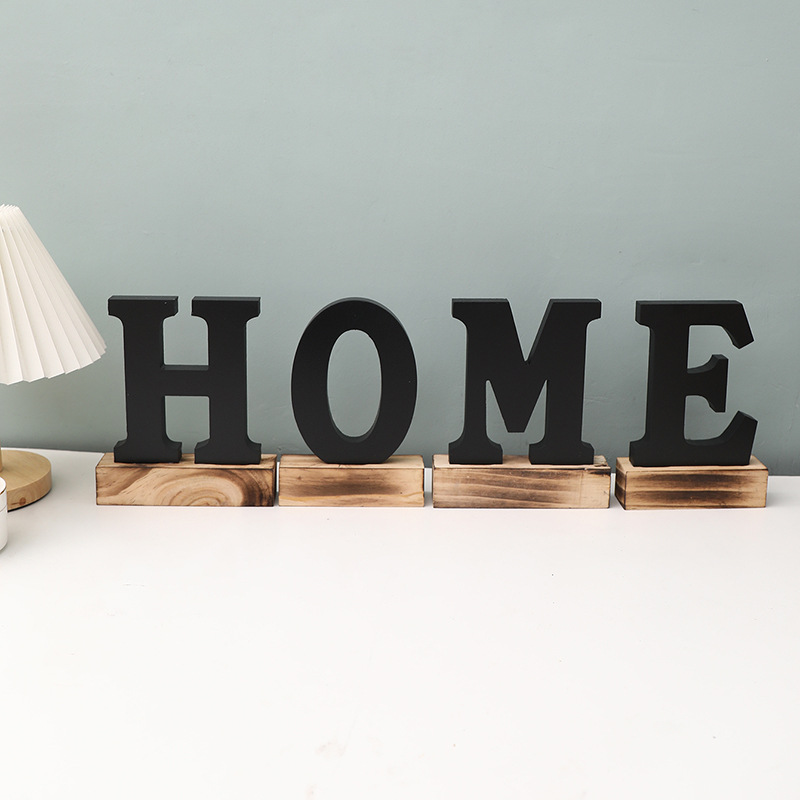 木质工艺品桌面摆件home创意家居装饰字母工艺品摄影道具字母摆件