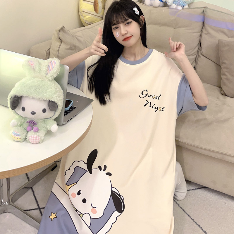 Foreign Trade Nightdress Female Short Sleeve Summer Korean Version Of Students Sweet Cute Cartoon Loose Large Size Ladies Home Wear Outside Specification drawing