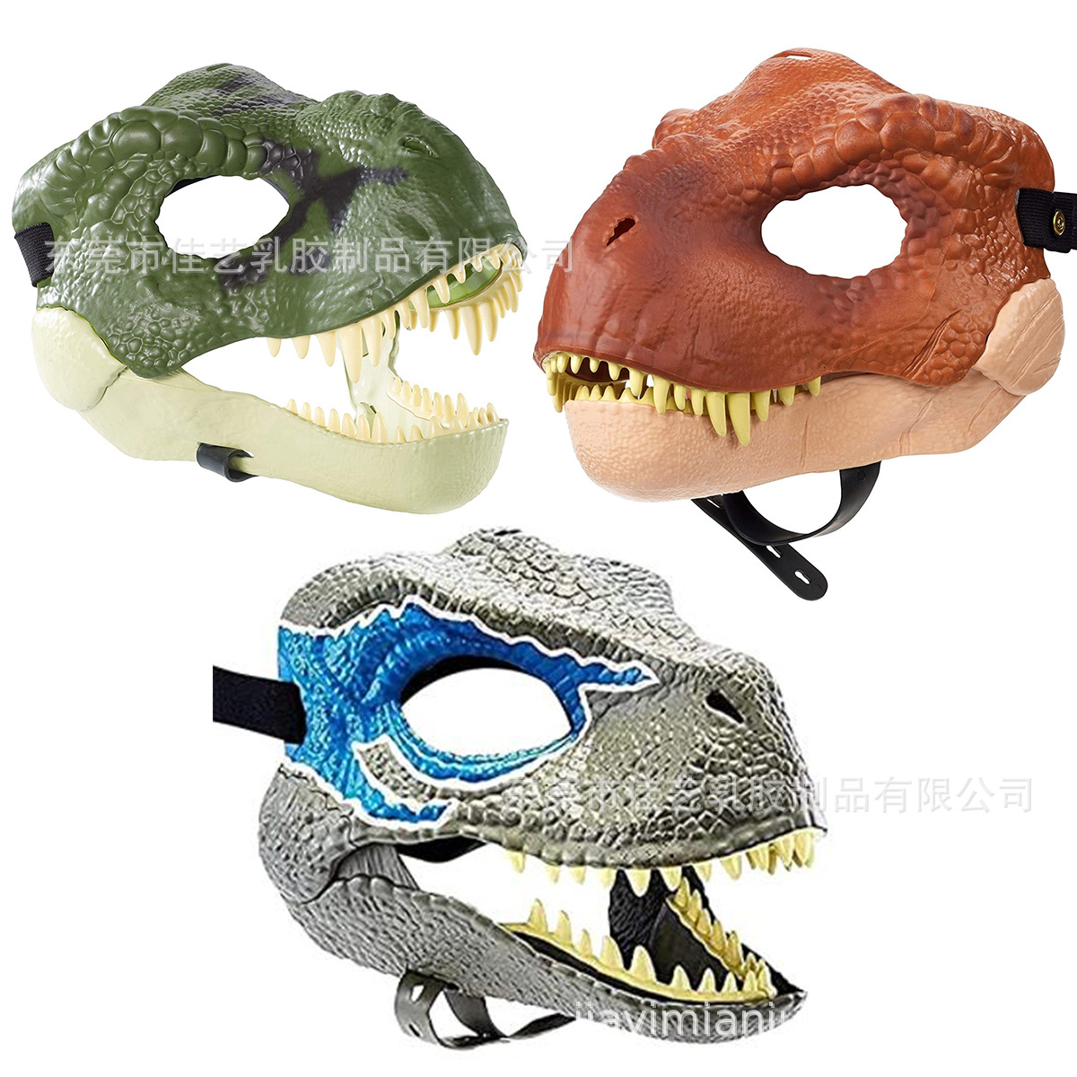 万圣节亚马逊恐龙动嘴巴面具面罩 圣诞节动物霸王龙恐龙面具头套详情图1