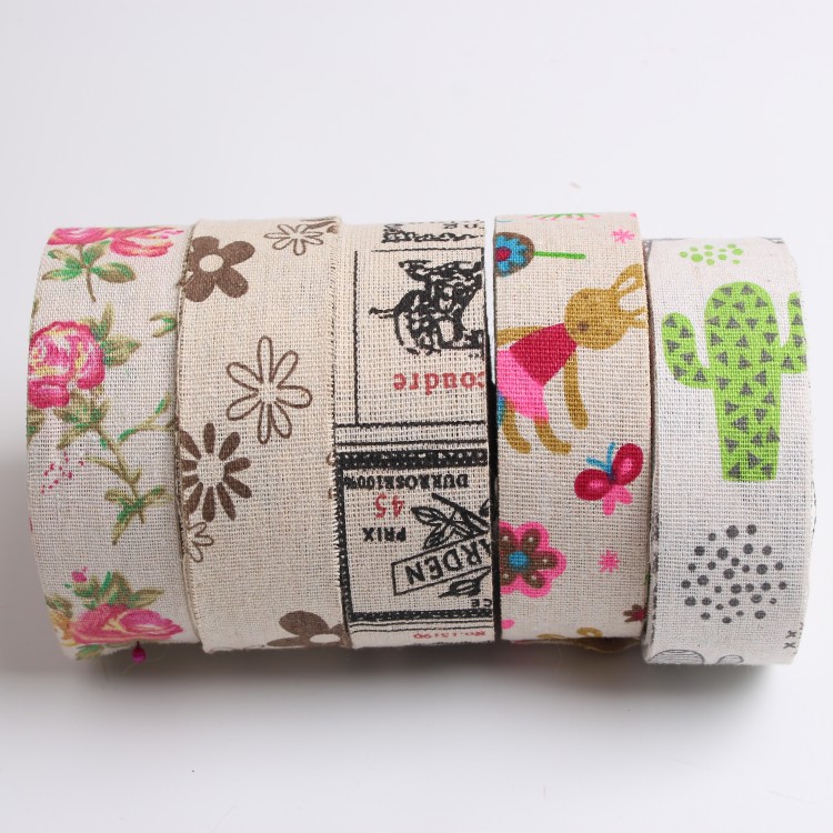 Simple and fresh floral cotton and linen fabric, loop creative fabric strips, gift packaging, clothing accessories, webbing