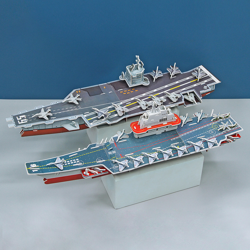 航母舰3D立体拼图批发驱逐舰船模型手工儿童益智玩具地摊纸质详情图2
