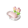 Light luxury and cute flower soap box, no water accumulation, bathroom and toilet home double-layer draining soap rack without drilling Item Picture