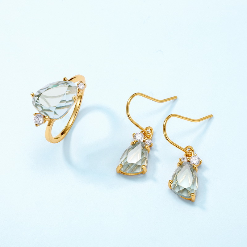 Cross-border hot selection, light luxury and grand, candy-colored zirconium ear hooks S925, silver-inlaid synthetic crystal earrings, fashionable and simple custom details Picture
